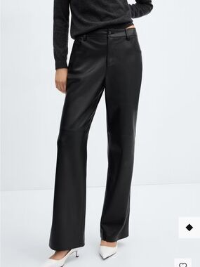 Mango Black Faux Leather Pants
